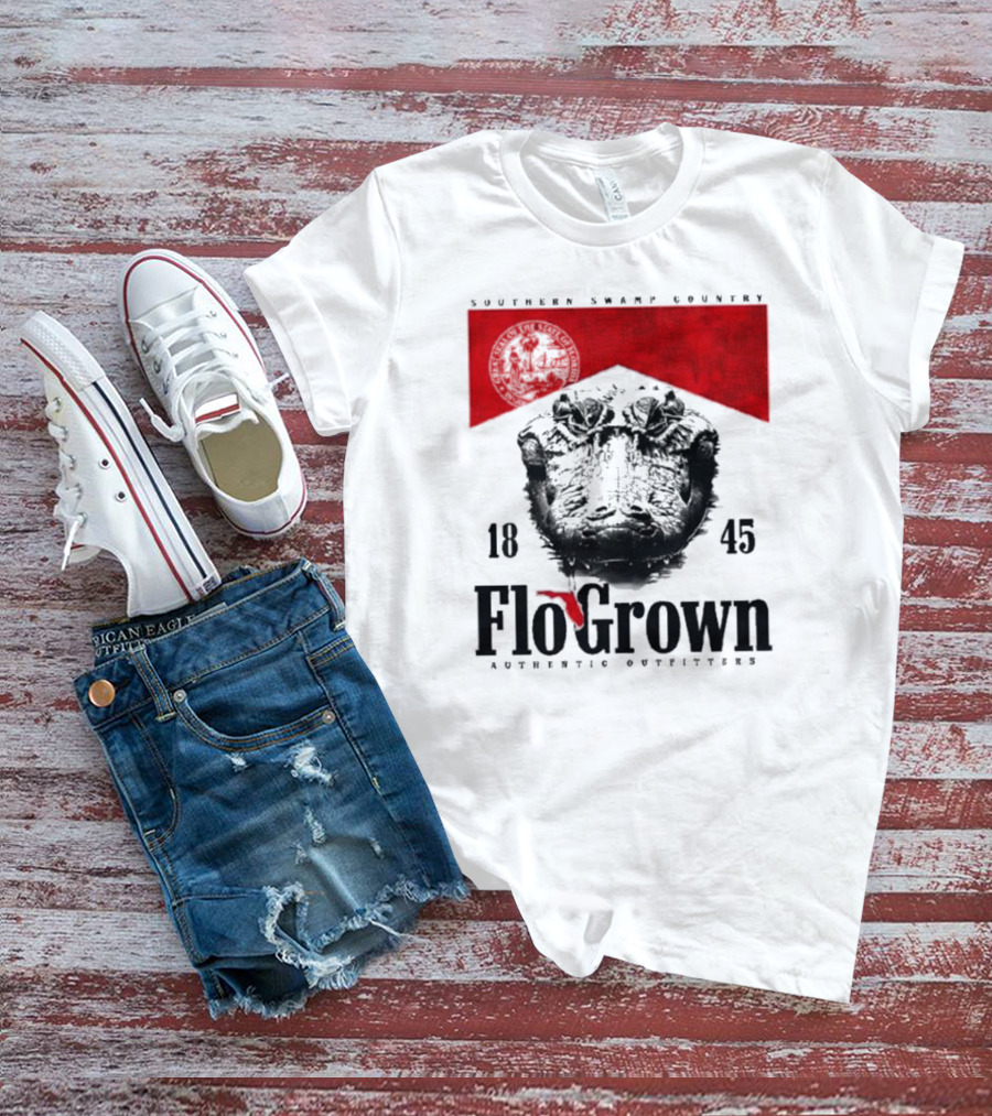 FloGrown Southern Swamp Country 1845 Authentic Outfitters With Florida Map T-Shirt