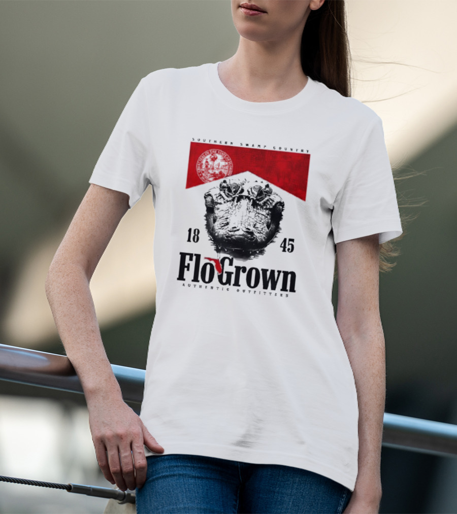 FloGrown Southern Swamp Country 1845 Authentic Outfitters With Florida Map T-Shirt