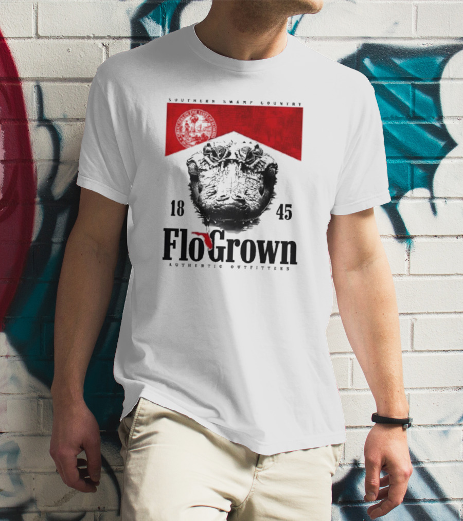 FloGrown Southern Swamp Country 1845 Authentic Outfitters With Florida Map T-Shirt
