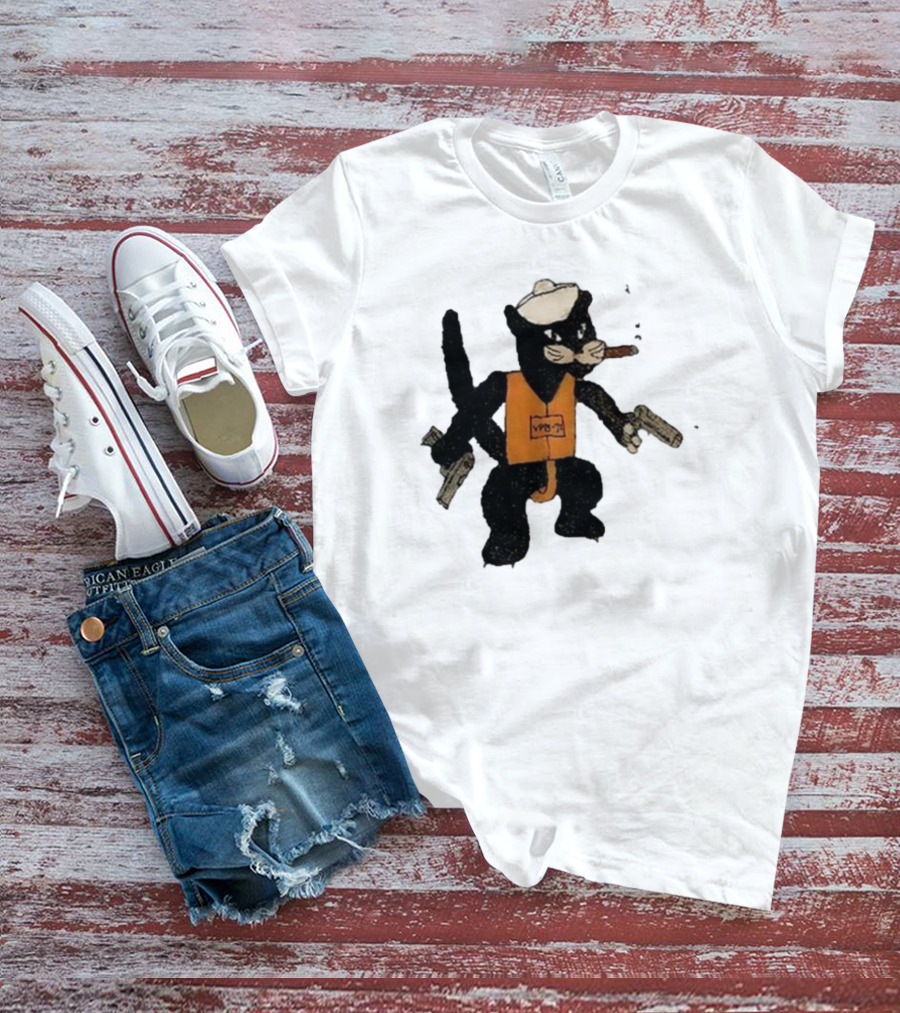 Dylan Cease's Cat Patrol Squadron VPB-71 Vintage Cartoon Panther With Guns And Cigar T-Shirt