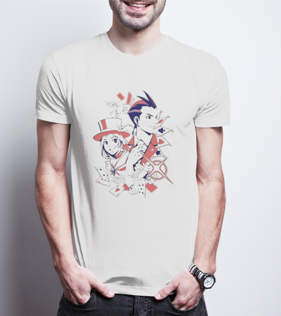 Ace Attorney Anything Agency Playing Card Symbol Characters T-Shirt