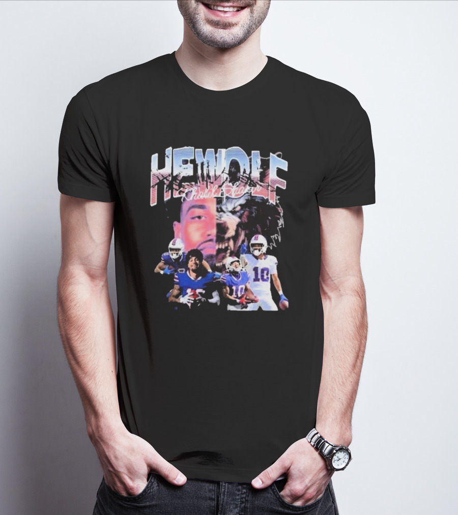 HeWolf Khalil Shakir Buffalo Bills NFL Players Wolf Fusion T-Shirt