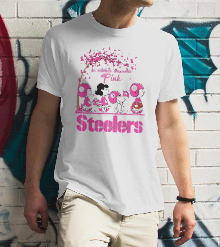 In October We Wear Pink Snoopy Steelers Breast Cancer Awareness T-Shirt