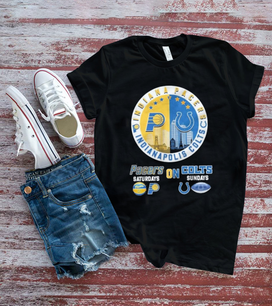 Indiana Pacers Indianapolis Colts Saturdays Pacers On Sundays Colts T-Shirt
