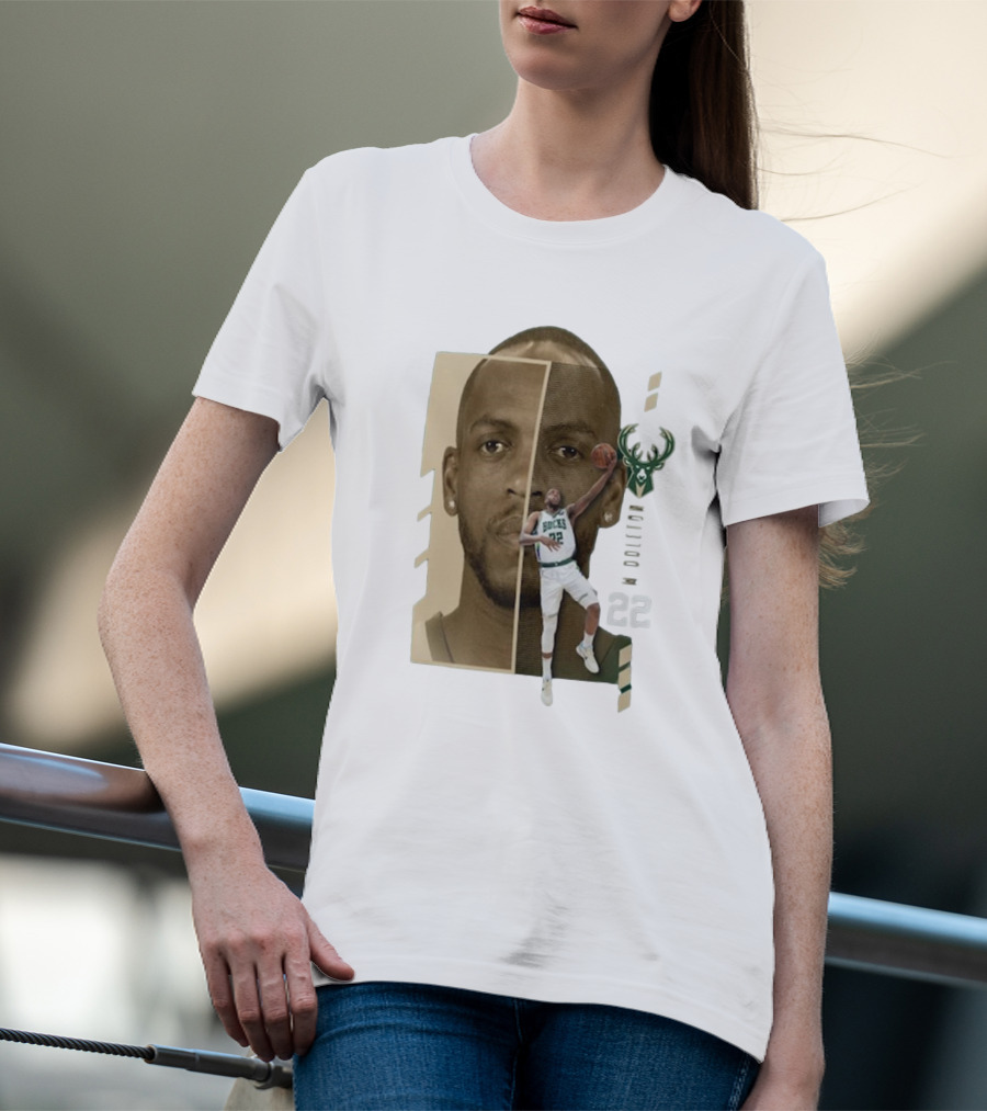 Khris Middleton Bucks Logo #22 Jump Pass Player Name And Number T-Shirt