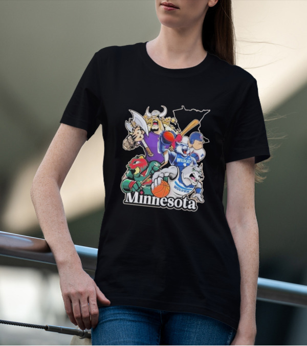 Minnesota Vikings Wildcat Wolves Sports Teams Mascots Vintage T-Shirt