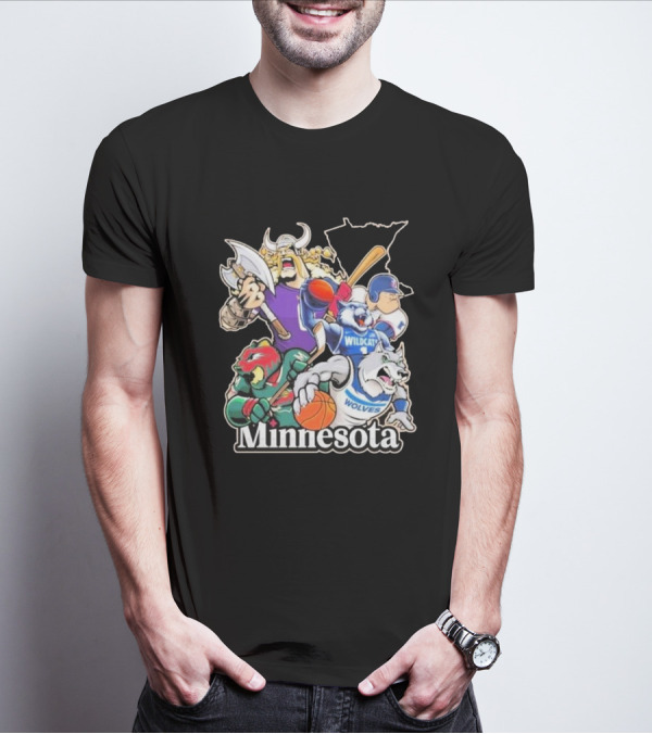Minnesota Vikings Wildcat Wolves Sports Teams Mascots Vintage T-Shirt