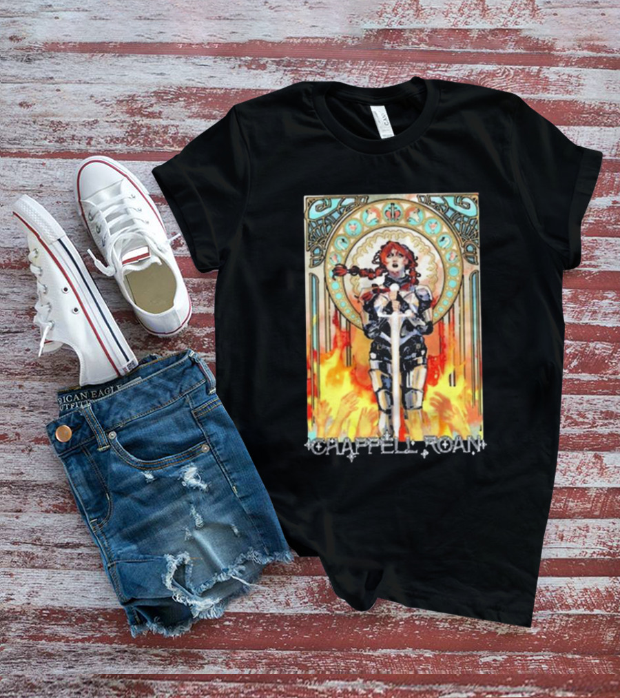 Chappell Roan Knight Armor Flame Background T-Shirt