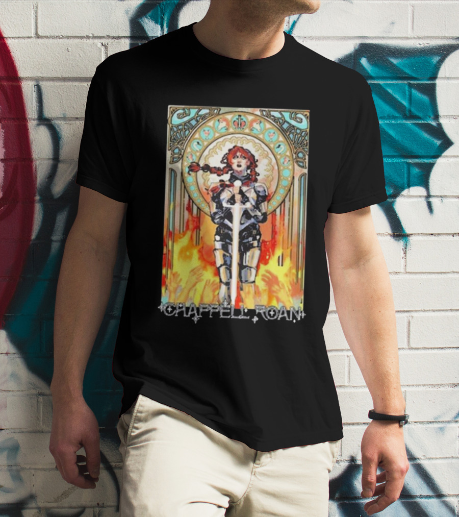 Chappell Roan Knight Armor Flame Background T-Shirt