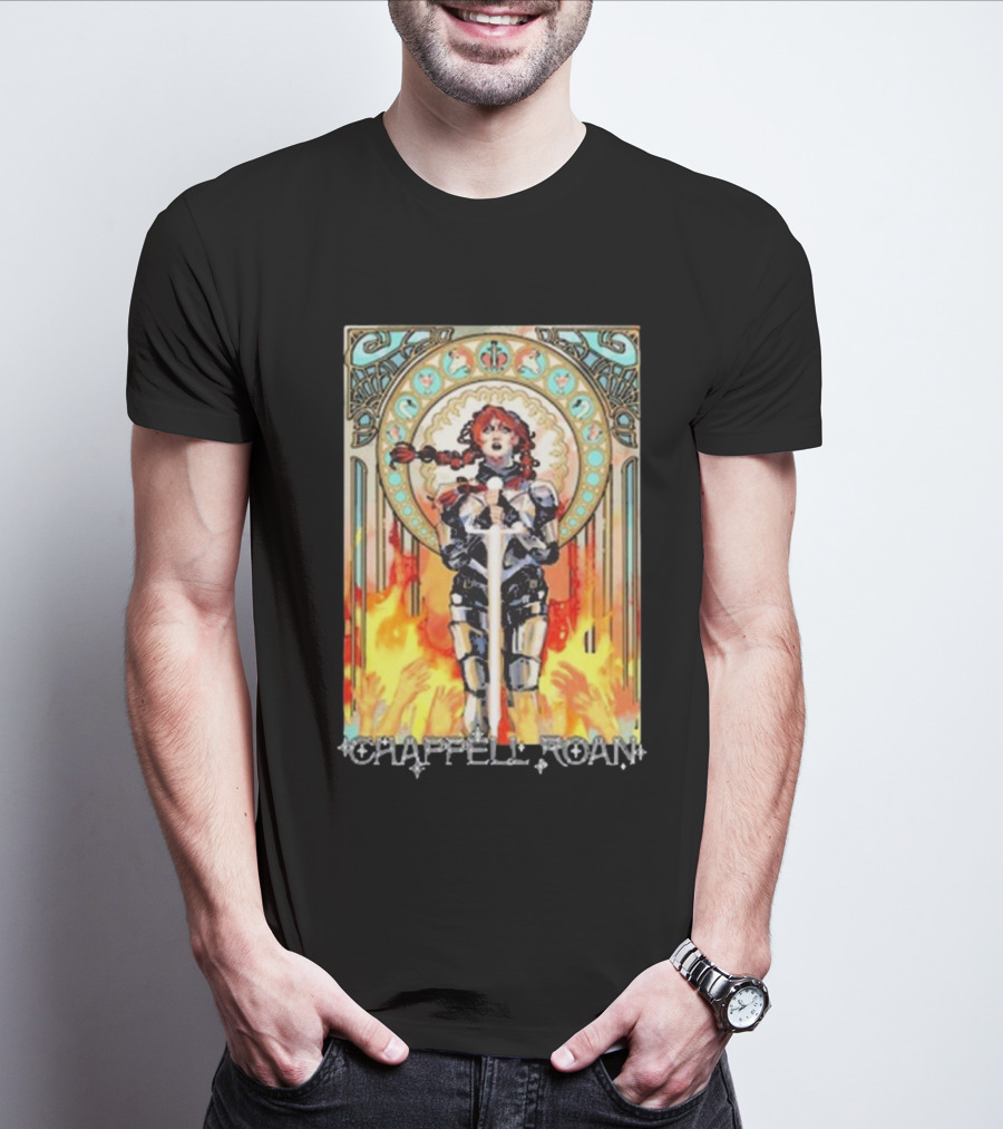Chappell Roan Knight Armor Flame Background T-Shirt
