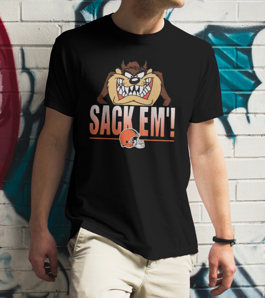 Looney Tunes Taz Sack Em’ Cleveland Browns NFL T-Shirt