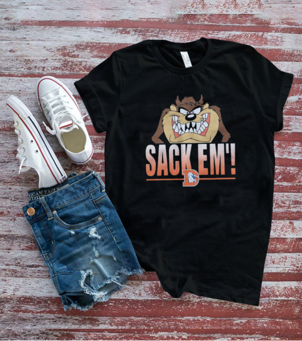Sack Em' Taz Looney Tunes X Denver Broncos NFL T-Shirt
