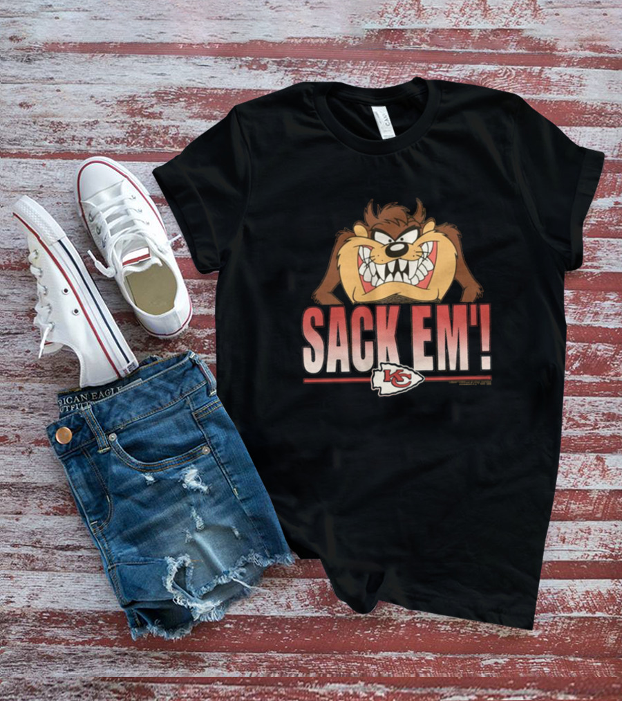 Looney Tunes Taz Sack Em Kansas City Chiefs NFL T-Shirt