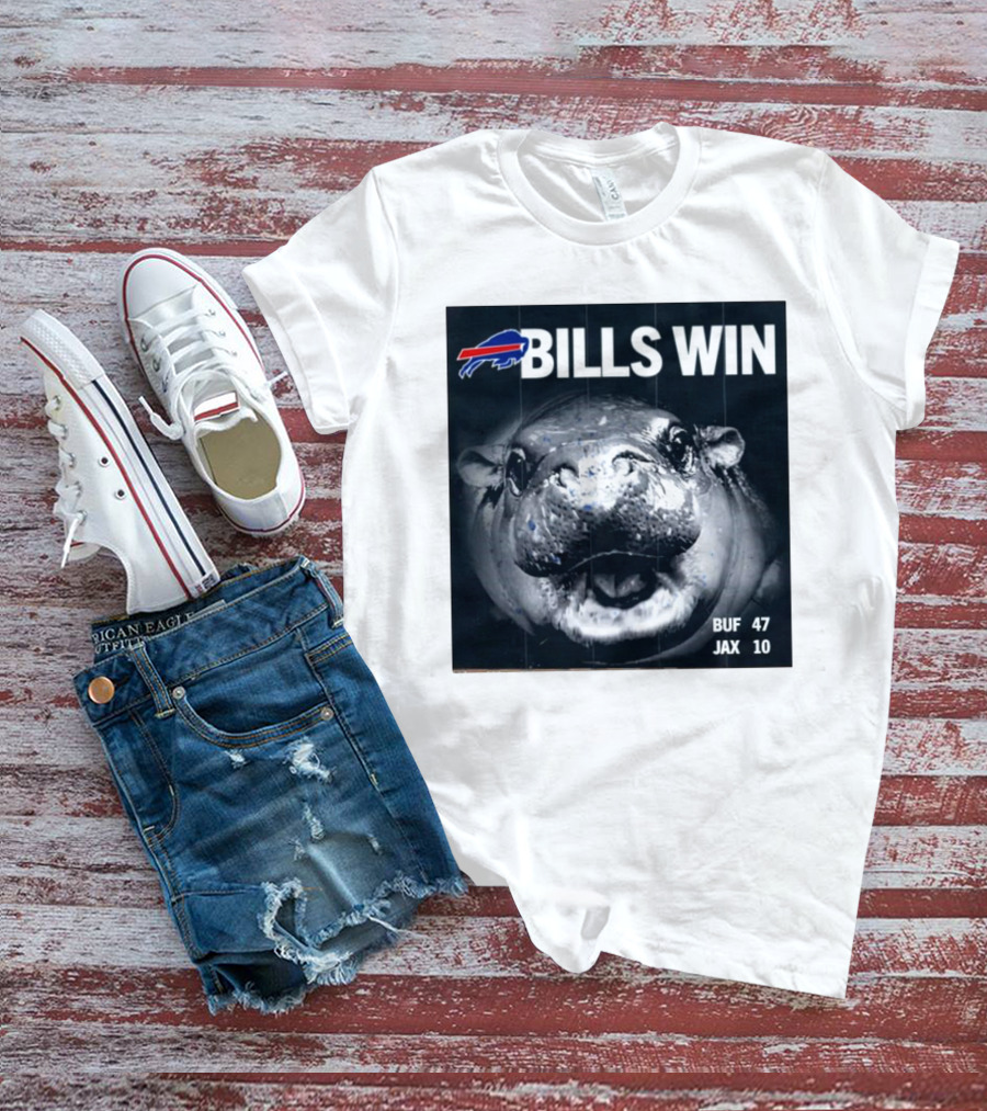 BILLS WIN Buffalo Bills Mafia GoBills Moodeng BUF 47 JAX 10 T-Shirt
