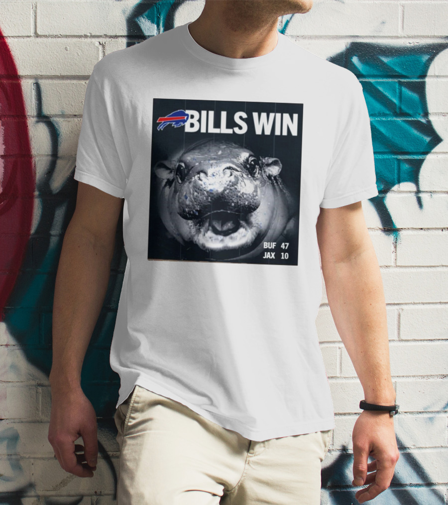 BILLS WIN Buffalo Bills Mafia GoBills Moodeng BUF 47 JAX 10 T-Shirt