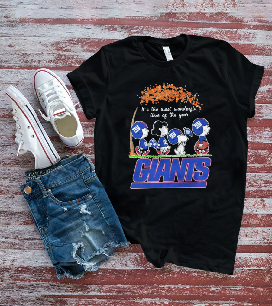 Peanuts Characters New York Giants Most Wonderful Time Of The Year Giants T-Shirt