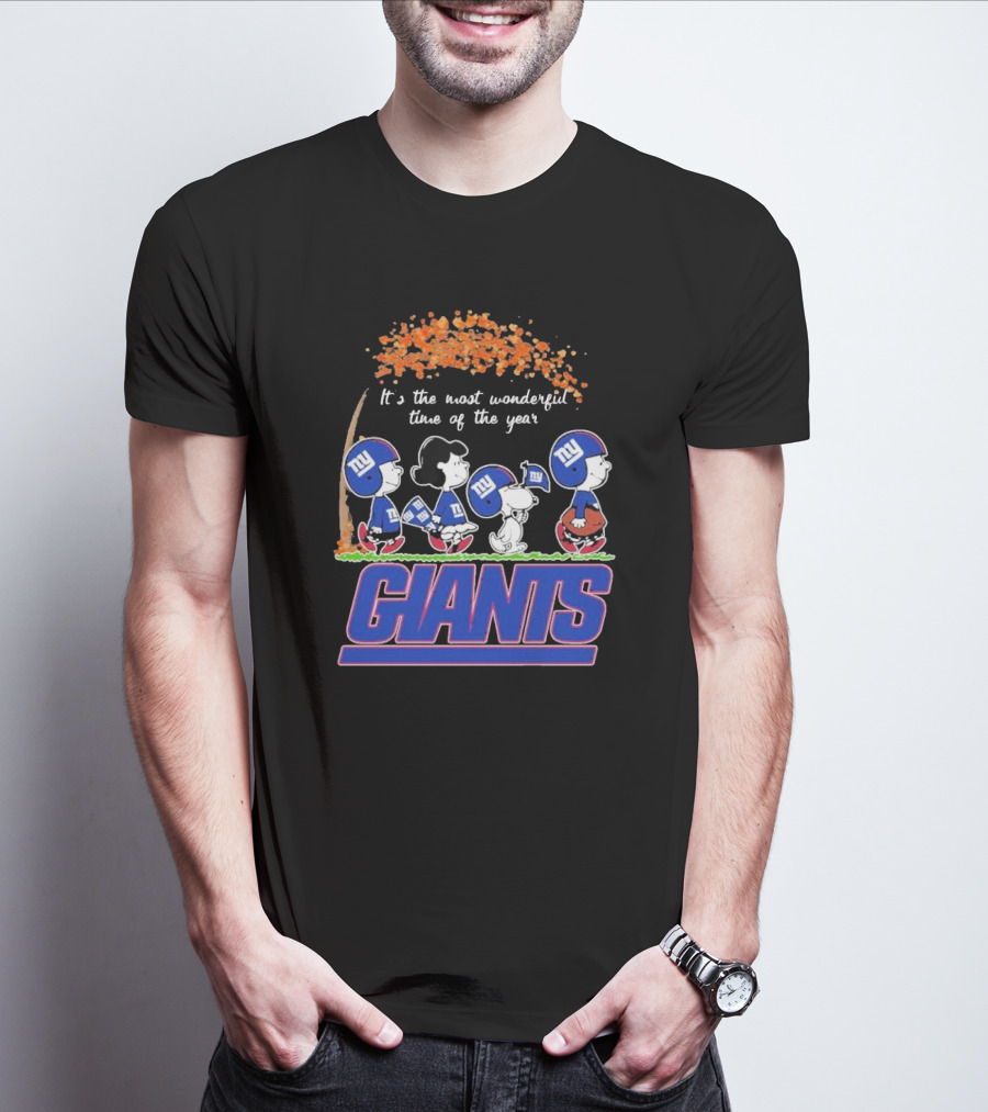 Peanuts Characters New York Giants Most Wonderful Time Of The Year Giants T-Shirt