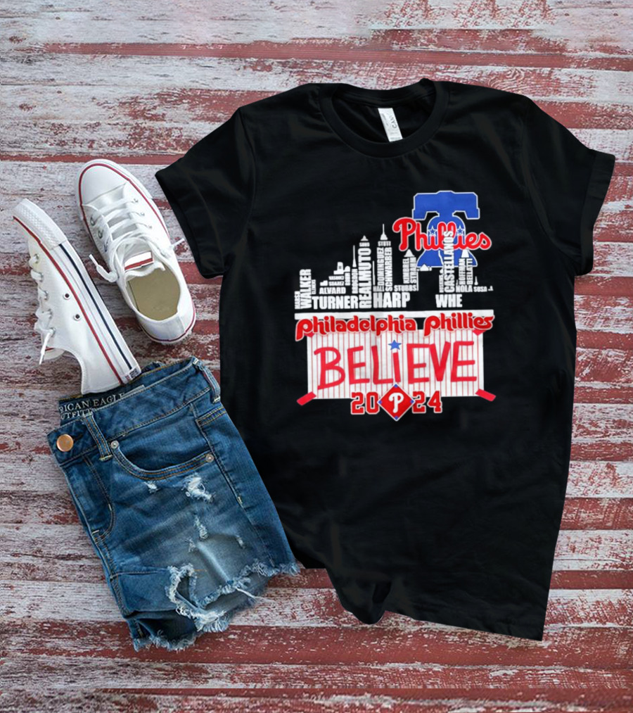 Philadelphia Phillies Believe Skyline Players Names October T-Shirt