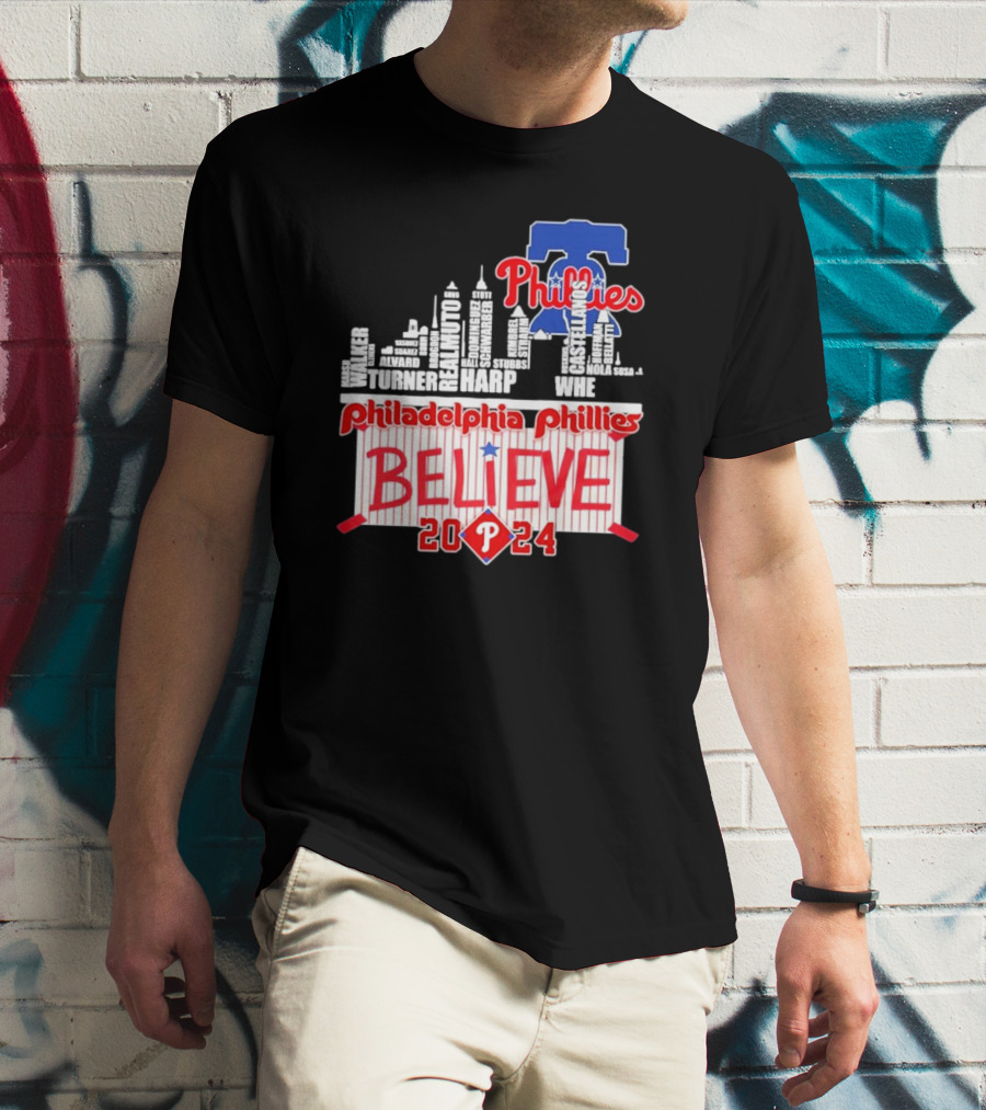 Philadelphia Phillies Believe Skyline Players Names October T-Shirt