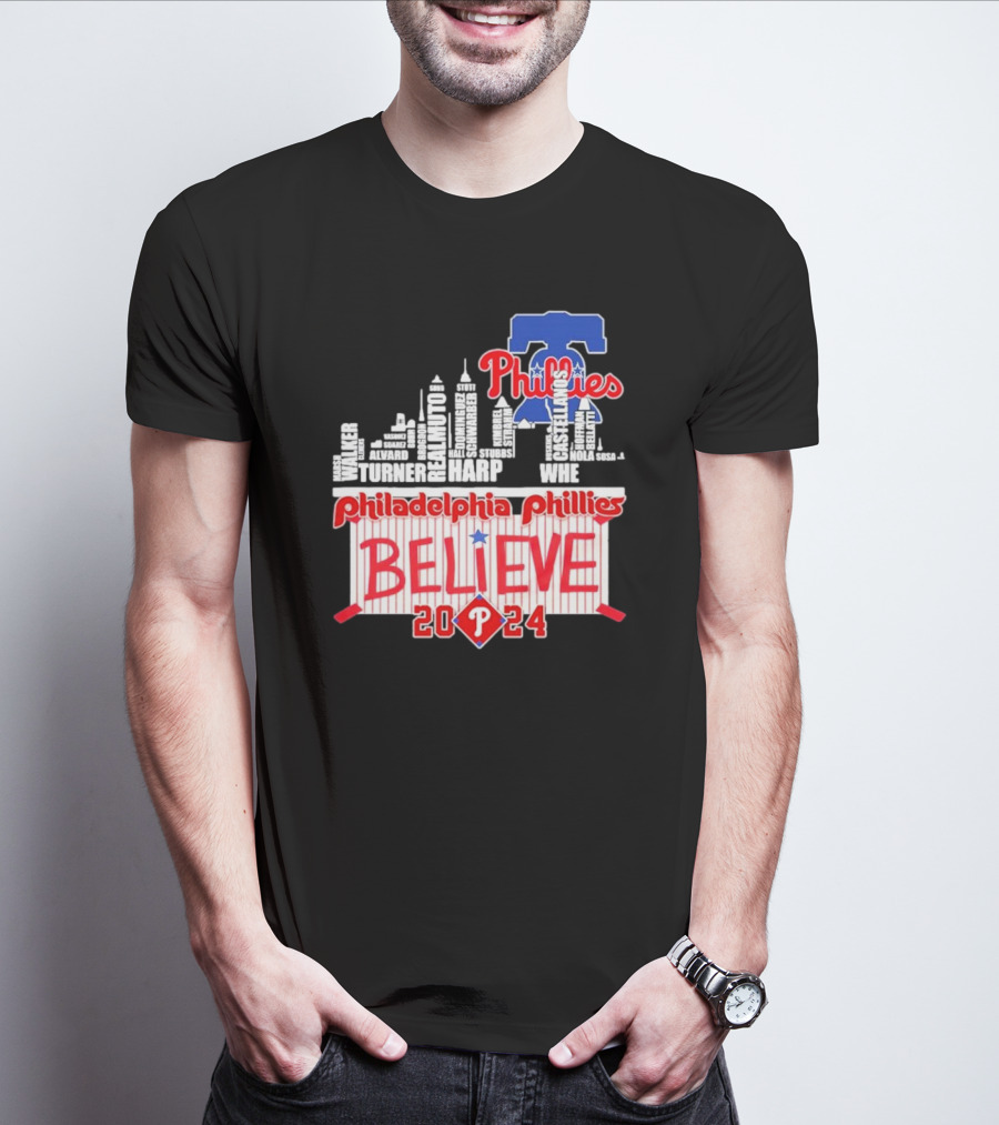 Philadelphia Phillies Believe Skyline Players Names October T-Shirt