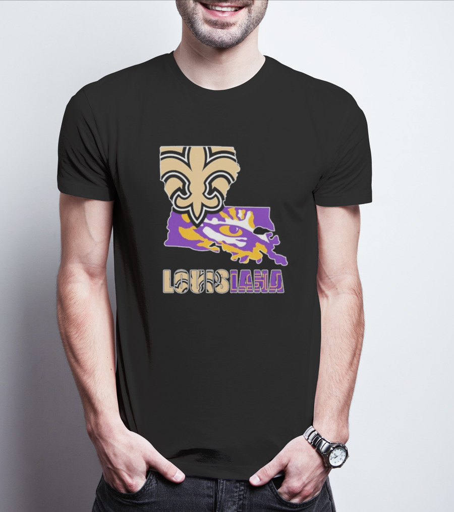 Louisiana Fleur-de-lis And Tiger Eye Graphics T-Shirt
