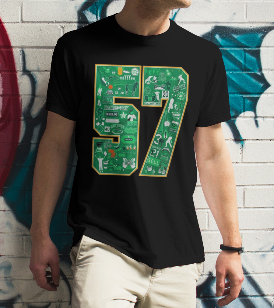 Oakland Athletics History Battle Of The Bay 57 Years Legends Sell 1989 MVP Rickey Henderson T-Shirt