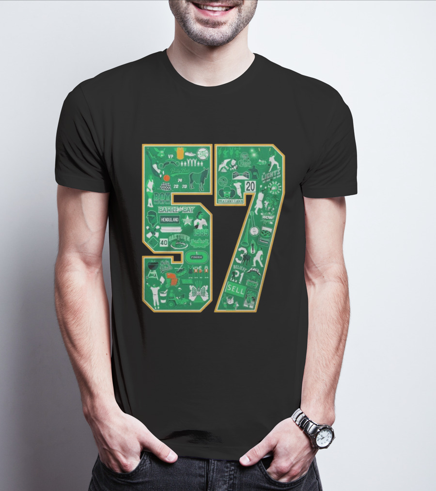 Oakland Athletics History Battle Of The Bay 57 Years Legends Sell 1989 MVP Rickey Henderson T-Shirt