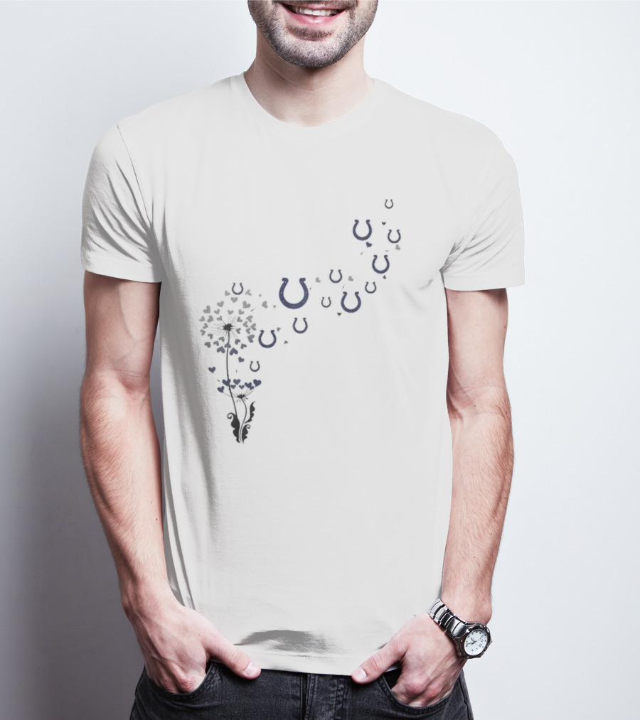 Indianapolis Colts Horseshoe Dandelion Floral Treasures T-Shirt