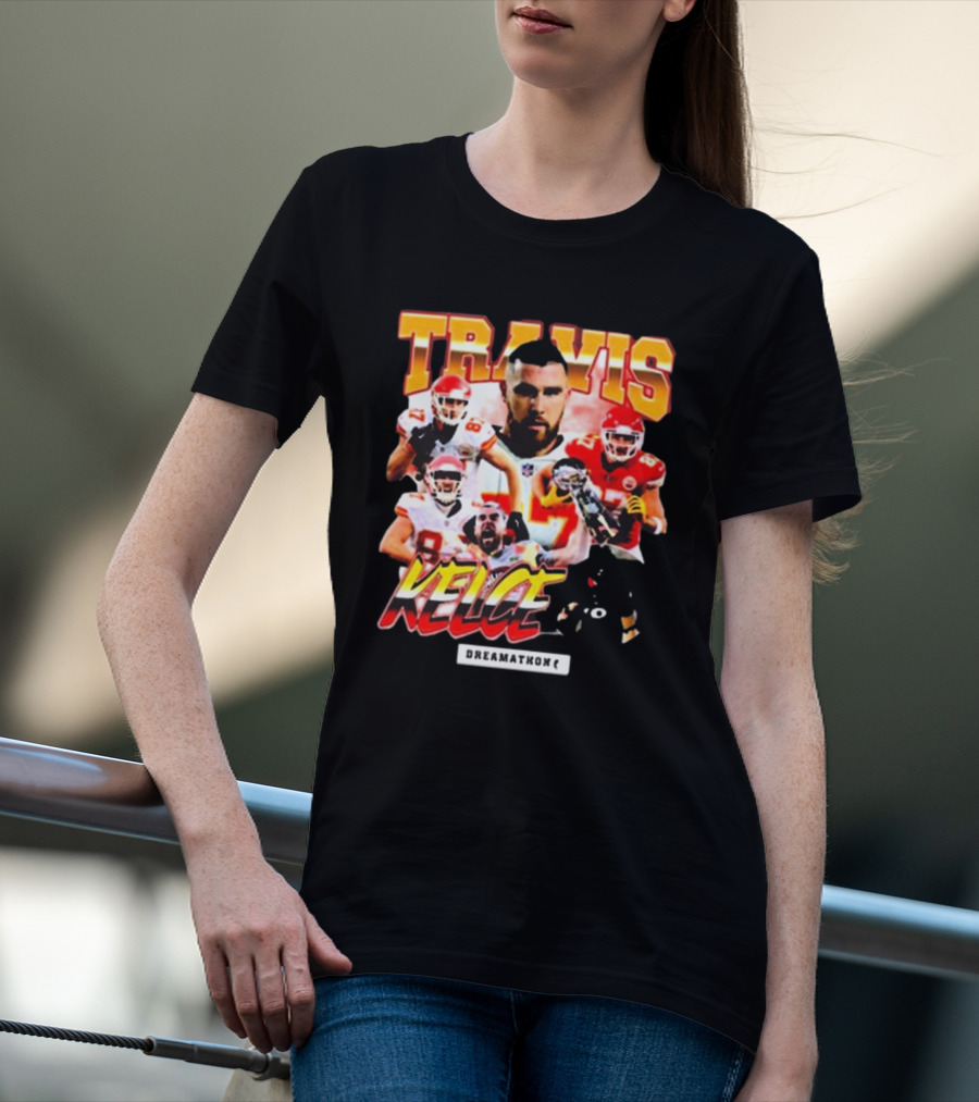 Travis Kelce Kansas City Chiefs Dreamathon Football Player Collage T-Shirt
