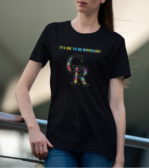 IT'S OK TO BE DIFFERENT MLB Colorado Rockies Autism T-Shirt