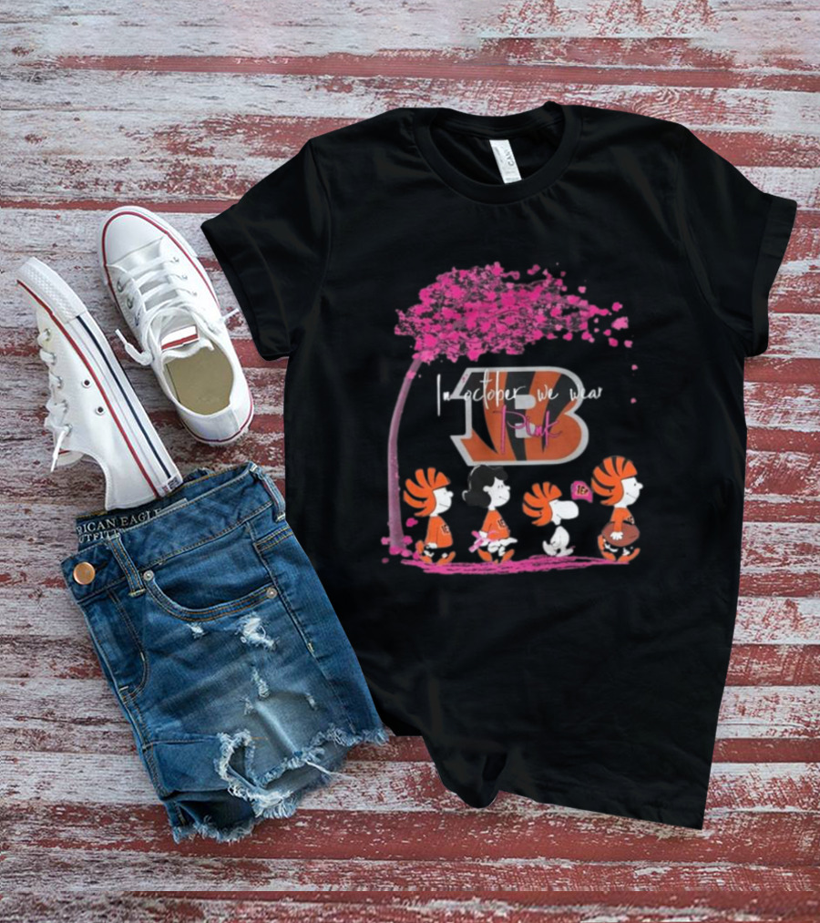 Peanuts Cincinnati Bengals In October We Wear Pink T-Shirt