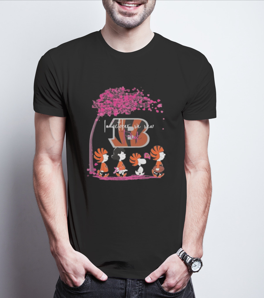 Peanuts Cincinnati Bengals In October We Wear Pink T-Shirt