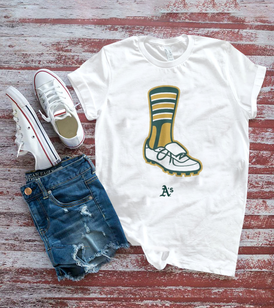 Oakland Athletics A's Iconic Green And Gold Footwear T-Shirt