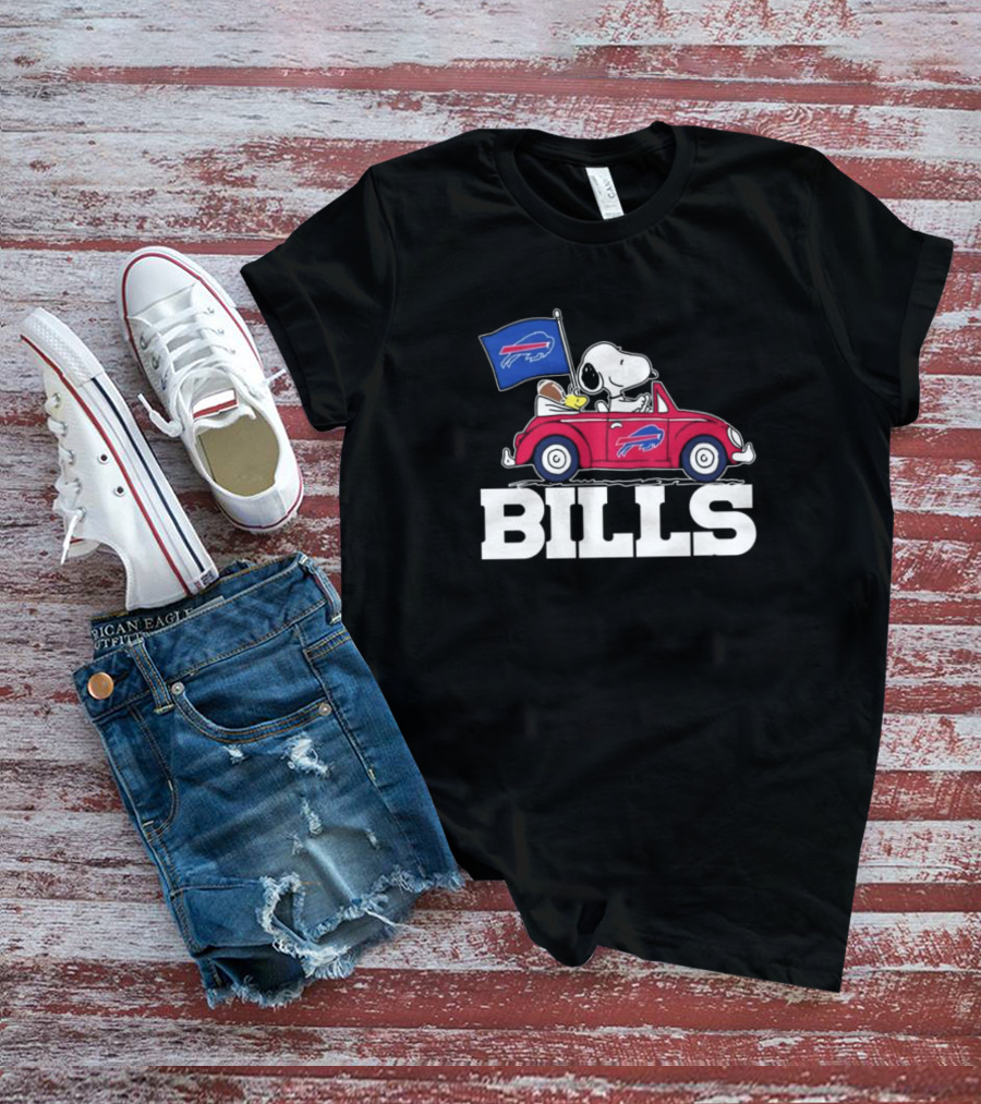 Snoopy Woodstock Driving Car Buffalo Bills T-Shirt