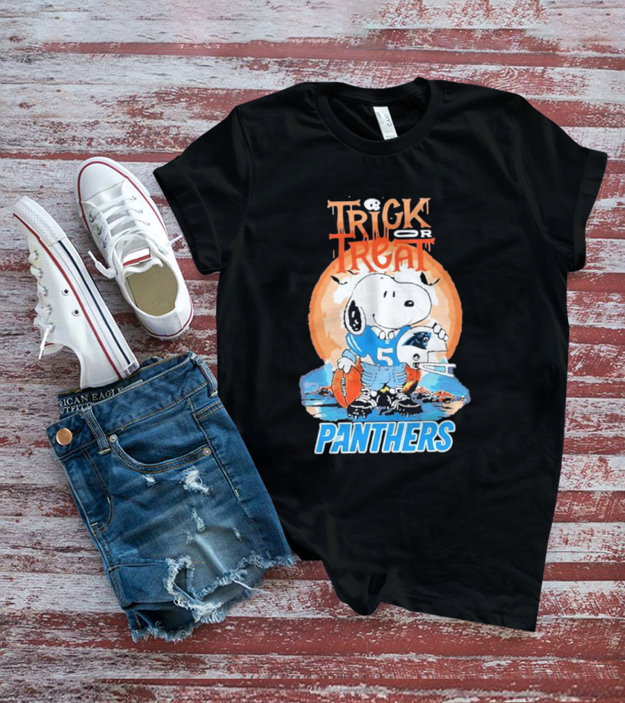 Trick Or Treat Snoopy Panthers Carolina NFL Inspired T-Shirt
