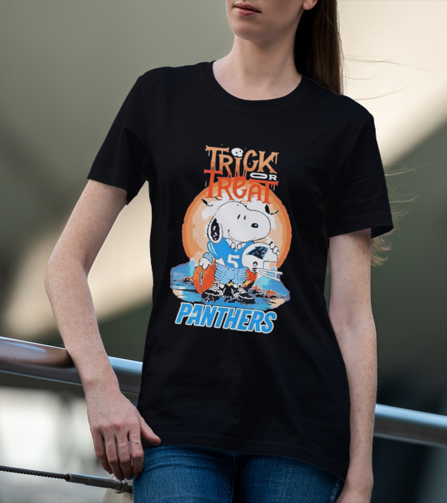Trick Or Treat Snoopy Panthers Carolina NFL Inspired T-Shirt