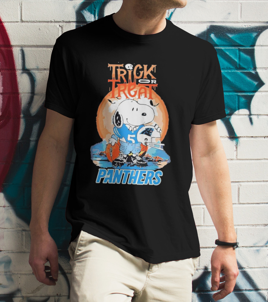 Trick Or Treat Snoopy Panthers Carolina NFL Inspired T-Shirt