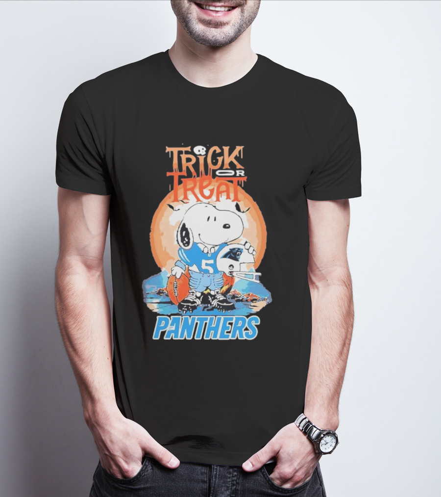 Trick Or Treat Snoopy Panthers Carolina NFL Inspired T-Shirt