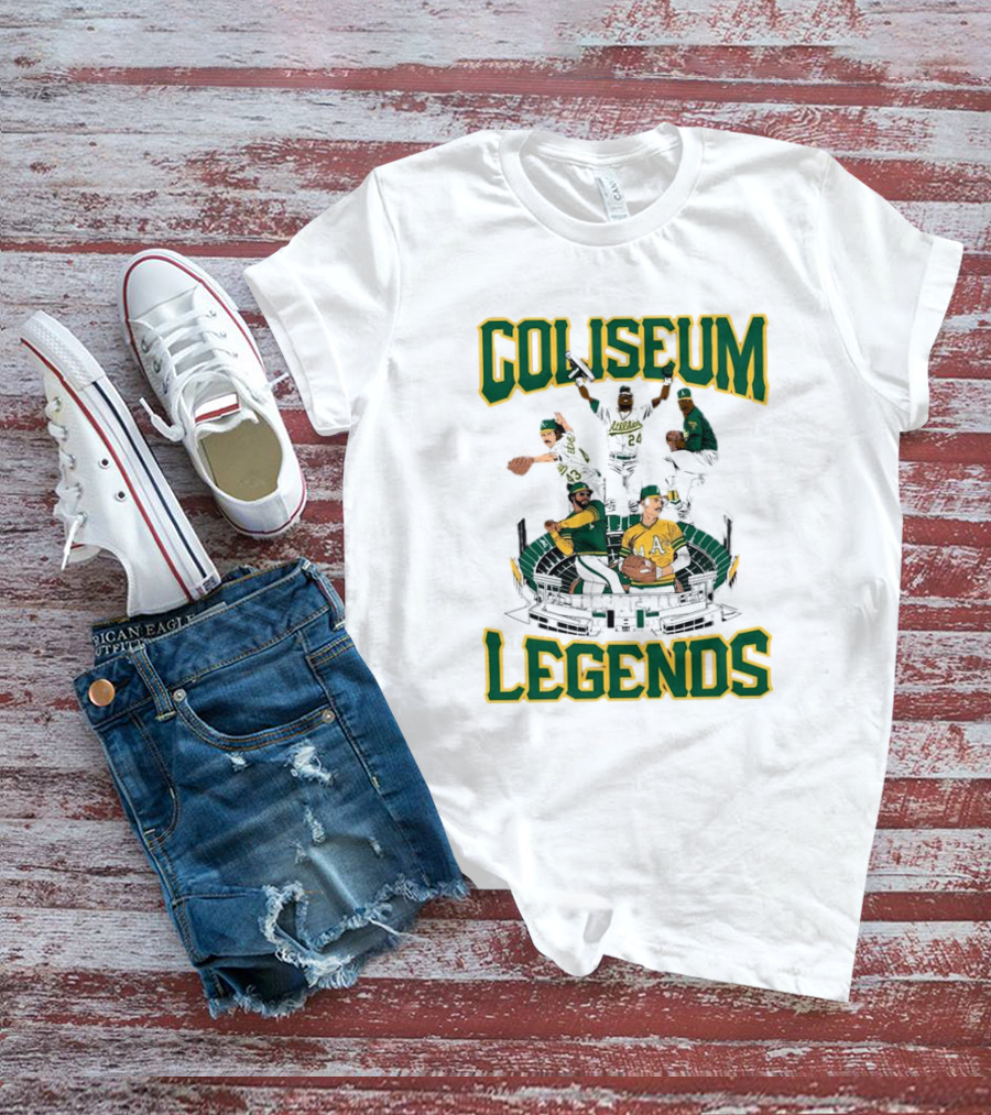 Oakland Athletics A’s Coliseum Legends Baseball Players Caricature T-Shirt