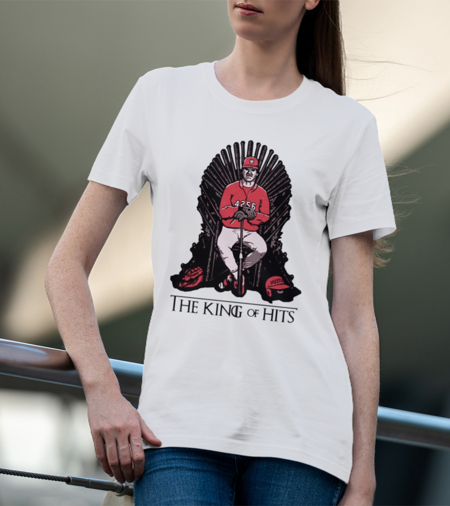 Pete Rose The King Of Hits 4256 Hustle Throne T-Shirt