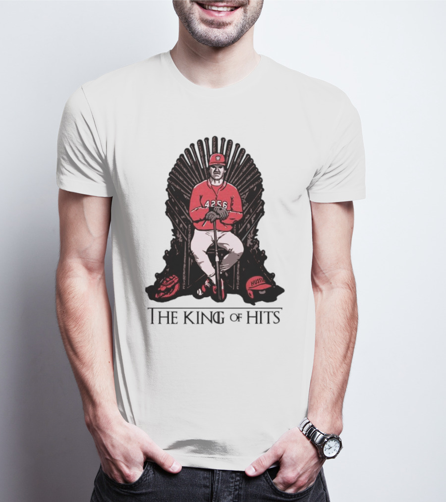 Pete Rose The King Of Hits 4256 Hustle Throne T-Shirt