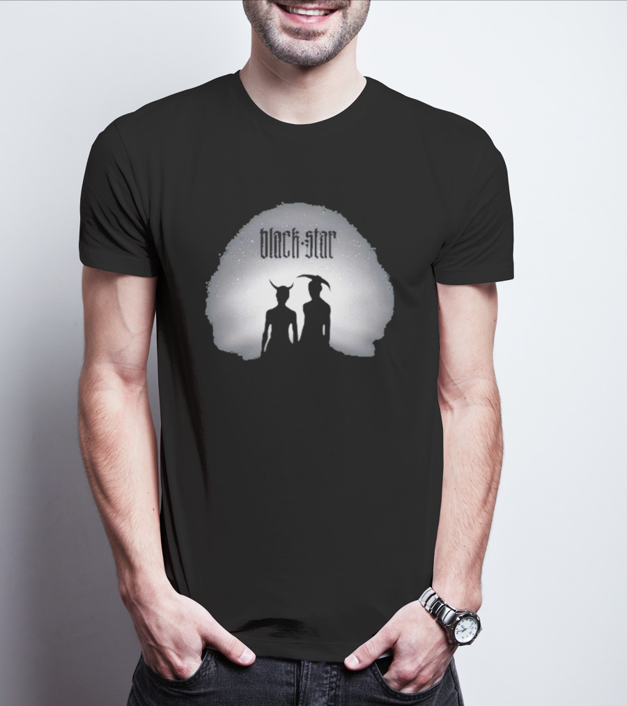Black Star Two Dark Figures With Horns T-Shirt