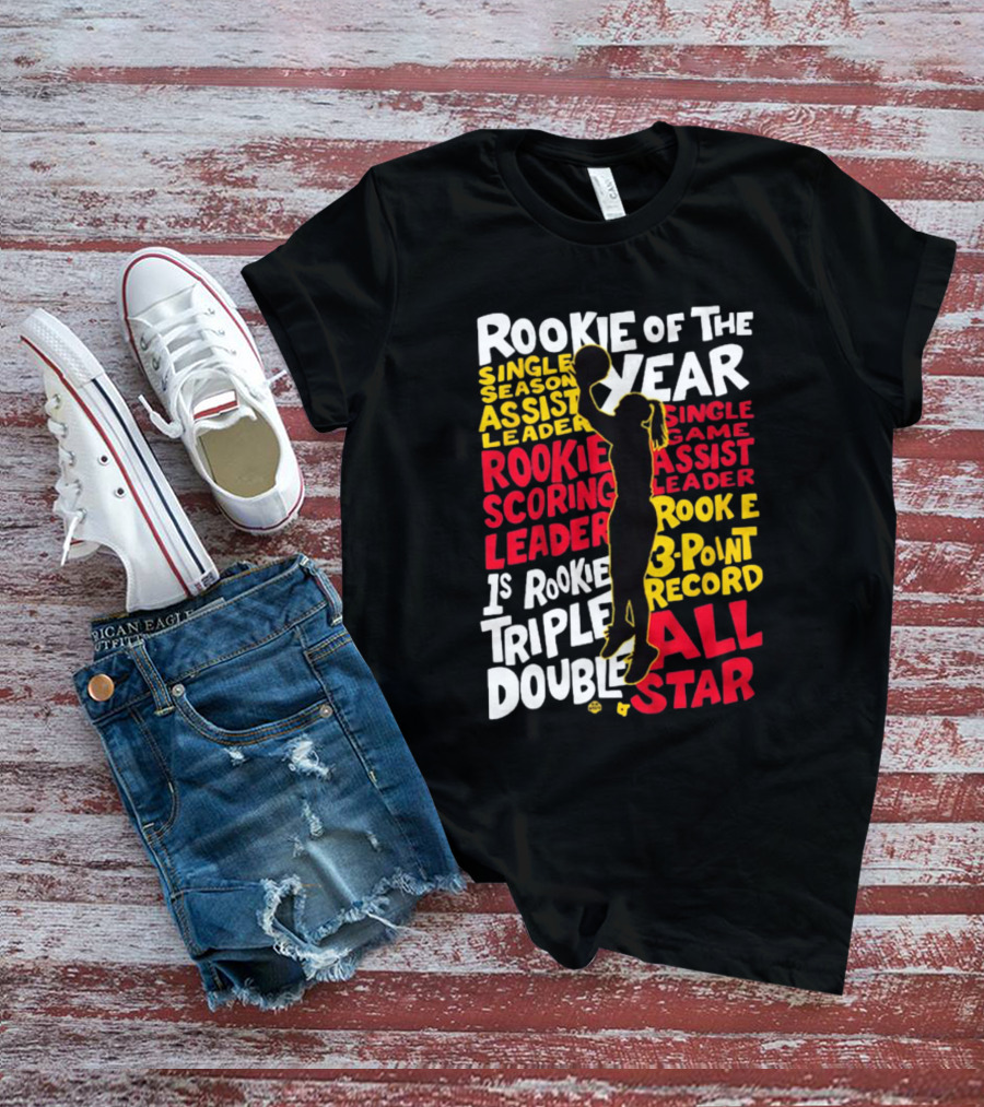 Rookie Of The Year Single Season Assist Leader Rookie Scoring Leader 1st Rookie Triple Double Single Game Assist Leader 3-Point Record All Star T-Shirt