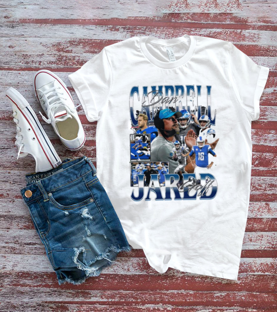 Dan Campbell Jared Goff Detroit Lions NFL Signature Players T-Shirt