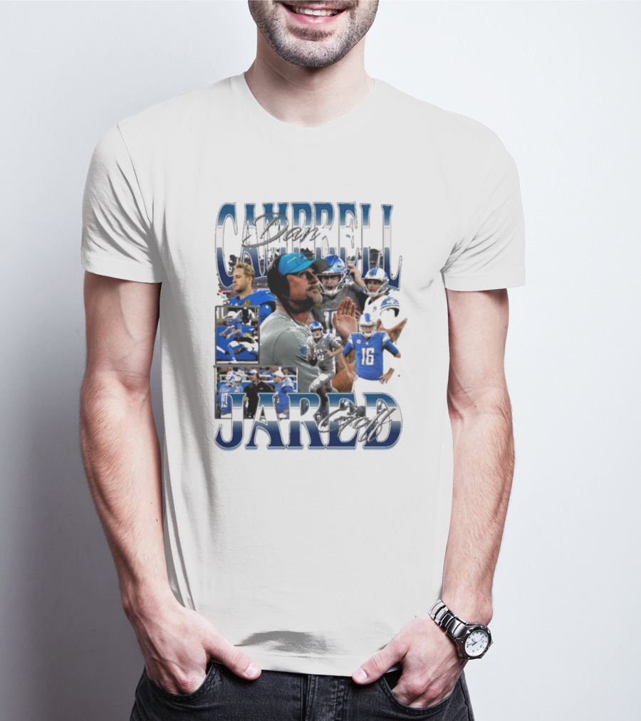 Dan Campbell Jared Goff Detroit Lions NFL Signature Players T-Shirt