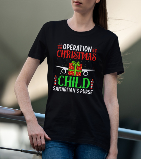 Operation Christmas Child Samaritan's Purse Airplane Gift Box Candles T-Shirt
