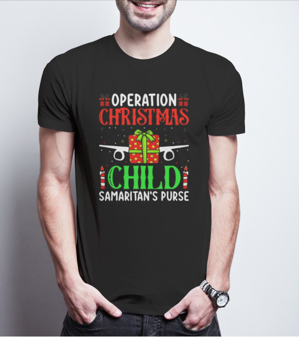 Operation Christmas Child Samaritan's Purse Airplane Gift Box Candles T-Shirt