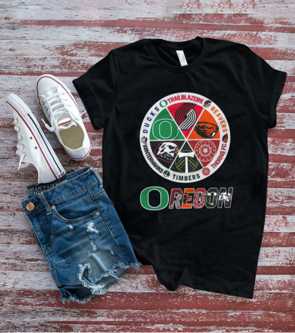 Oregon Ducks Trailblazers Beavers Thorns FC Timbers Winterhawks Circle T-Shirt