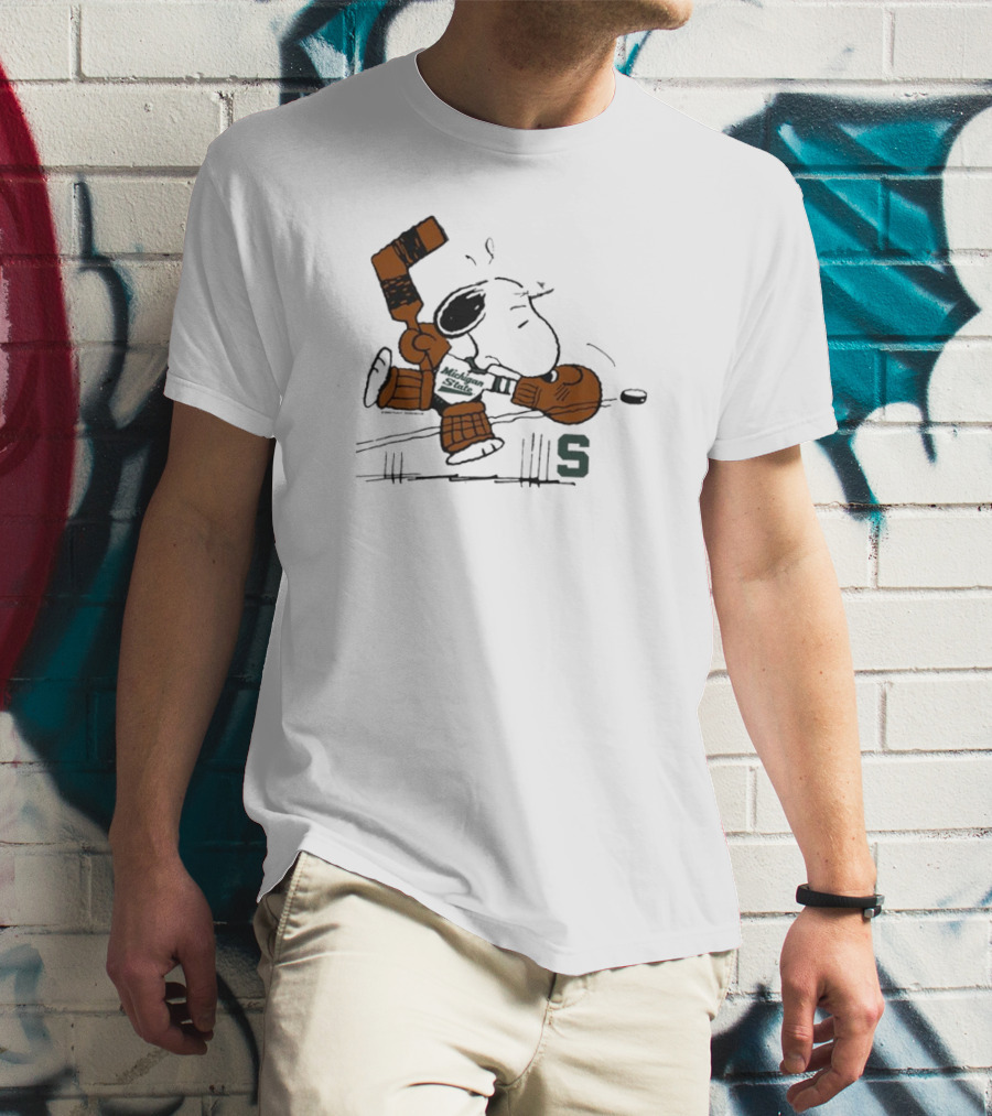 Snoopy Playing Goalie Hockey Peanuts Michigan State S T-Shirt