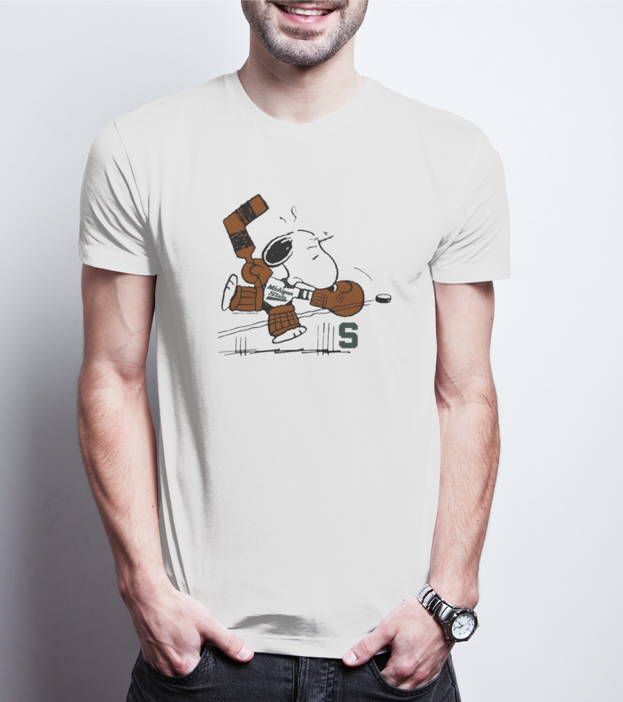 Snoopy Playing Goalie Hockey Peanuts Michigan State S T-Shirt